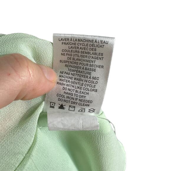 JOIE Pastel Green Cap Sleeve Metallic Floral Popover Blouse Women's XL Top - Picture 8 of 8